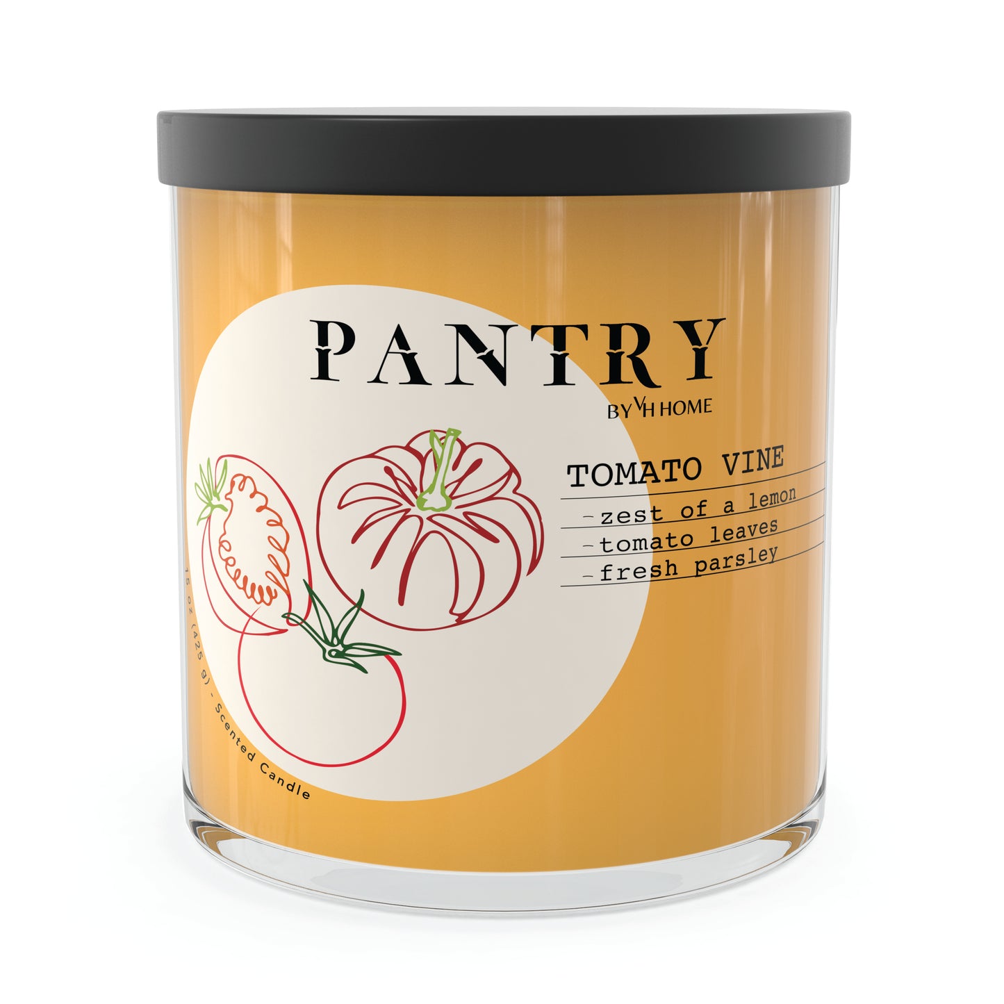 Pantry by House of Velas - Painted Glass 15 oz Scented Wax, Tomato Vine