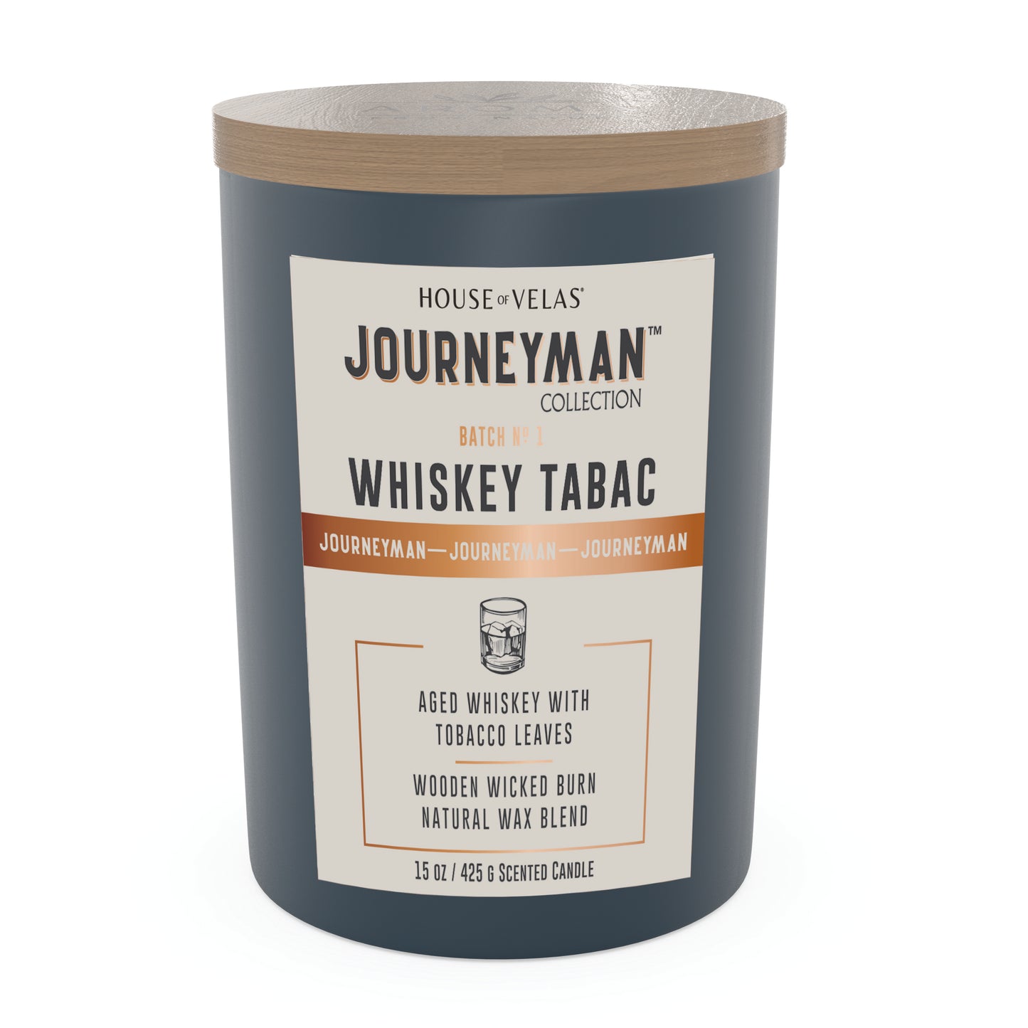 Journeyman by House of Velas - Whiskey Tabac Scented Candle, 15oz