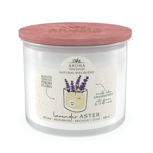 Wood Wick by Aroma From Nature - 13oz Wood Wick Aroma From Nature, Lavender Aster