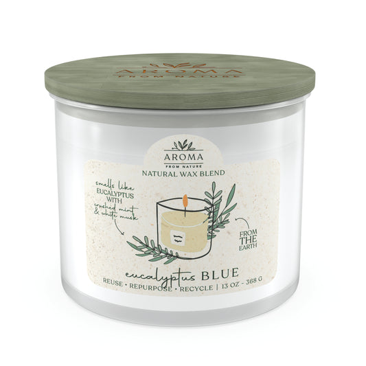 Wood Wick by Aroma From Nature - 13oz Wood Wick Aroma From Nature, Eucalyptus Blue