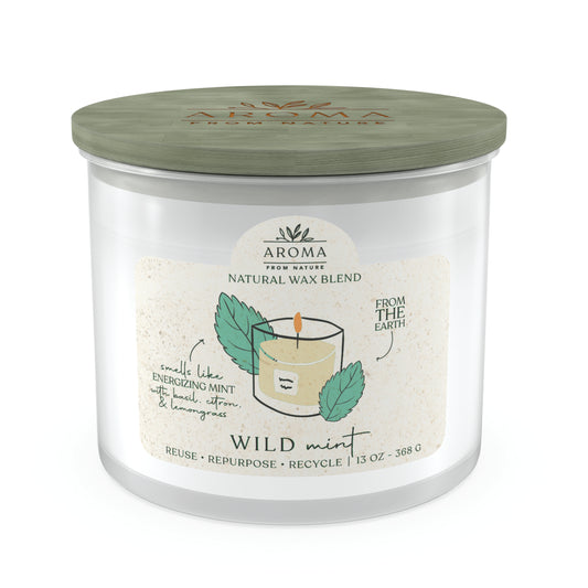Wood Wick by Aroma From Nature - 13oz Wood Wick Aroma From Nature, Wild Mint