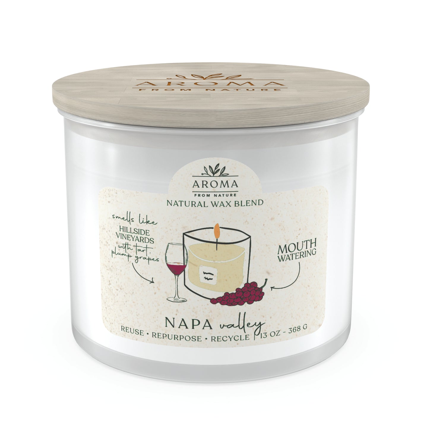 Wood Wick by Aroma From Nature - 13oz Wood Wick Aroma From Nature, Napa Valley