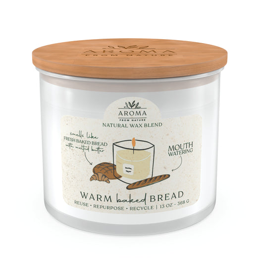 Wood Wick by Aroma From Nature - 13oz Wood Wick Aroma From Nature, Warm Baked Bread