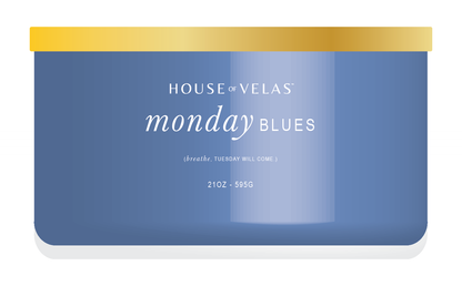 Burnable Scentsations by House of Velas - Painted Glass 21 oz Scented Wax, Monday Blues