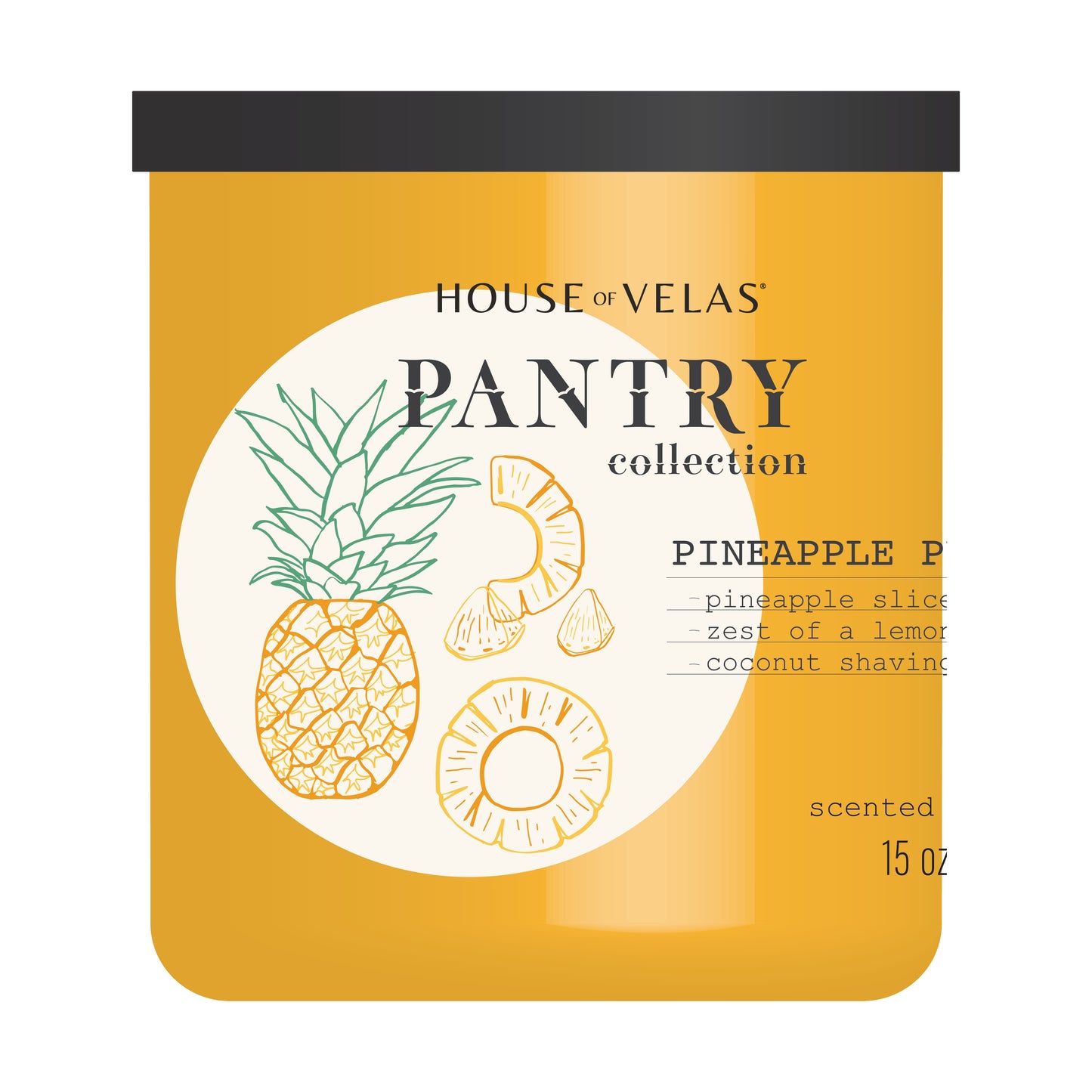Pantry by House of Velas - Painted Glass 15 oz Scented Wax, Pineapple Punch